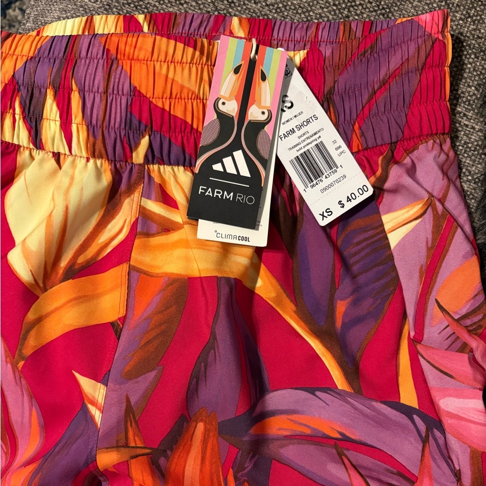 Farm Rio x Adidas Birds Of Paradise Bold Pink Short Size XS NWT - Picture 4 of 8